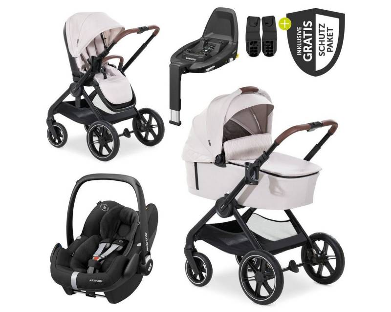 Hauck Kombi-Kinderwagen Walk N Care Trio Set - Beige, 3in1 Kinderwagen Set mit Maxi-Cosi Pebble Pro, Isofix Basis & Zubehör von Hauck