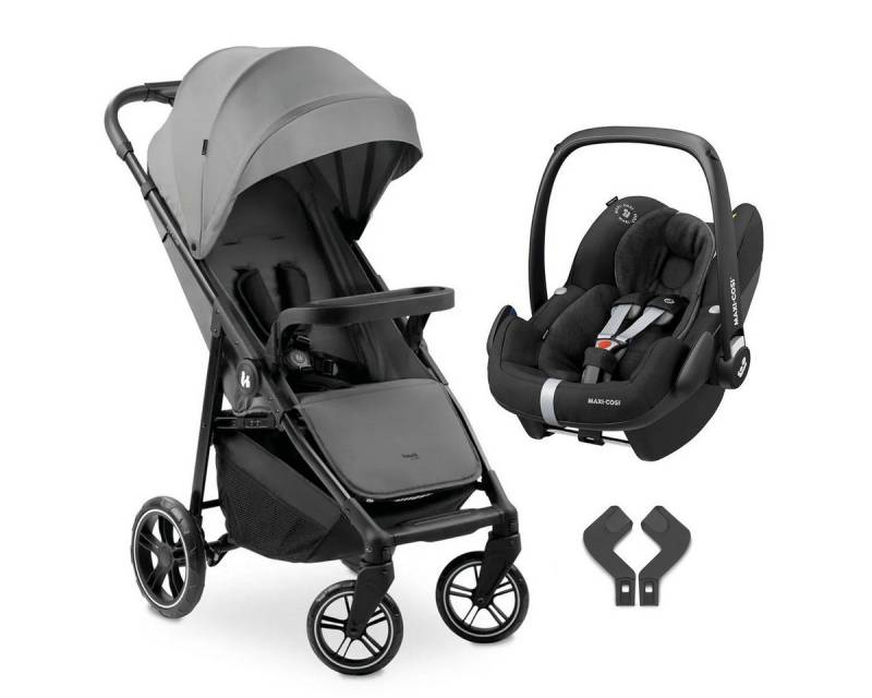 Hauck Sportbuggy Shop N Care - Grey, Kinderwagen Sportwagen inkl. Maxi Cosi Babyschale Pebble Pro & Adapter von Hauck