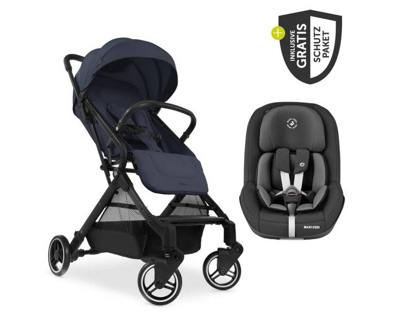 Hauck Sportbuggy Travel N Care - Navy Blue, Reisebuggy Sportwagen bis 22 kg inkl. Maxi Cosi Reboarder Pearl Pro 2 von Hauck