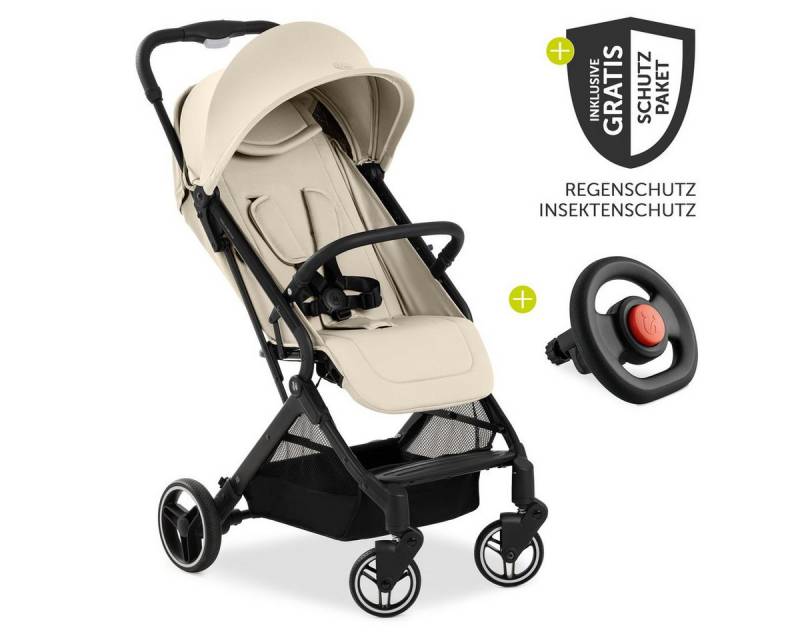 Hauck Sportbuggy Travel N Care Plus - Vanilla, leichter Reisebuggy & Sportwagen mit Liegeposition, Lenkrad & Zubehör von Hauck