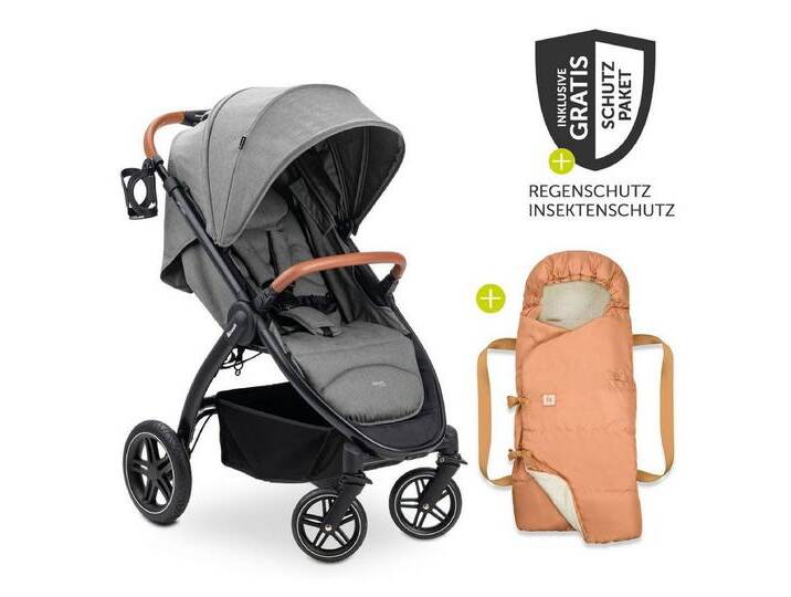 Hauck Sportbuggy UpTown Black - Melange Grey, Sportwagen mit Liegefunktion, 3in1 Babynest Carry N Play & Zubehör, grau von Hauck