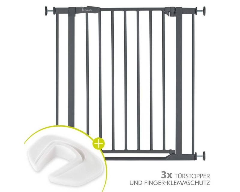 Hauck Türschutzgitter Clear Step 2 - Dark Grey, Treppenschutzgitter Set 75–80 cm ohne Bohren mit 3x Klemmschutz von Hauck