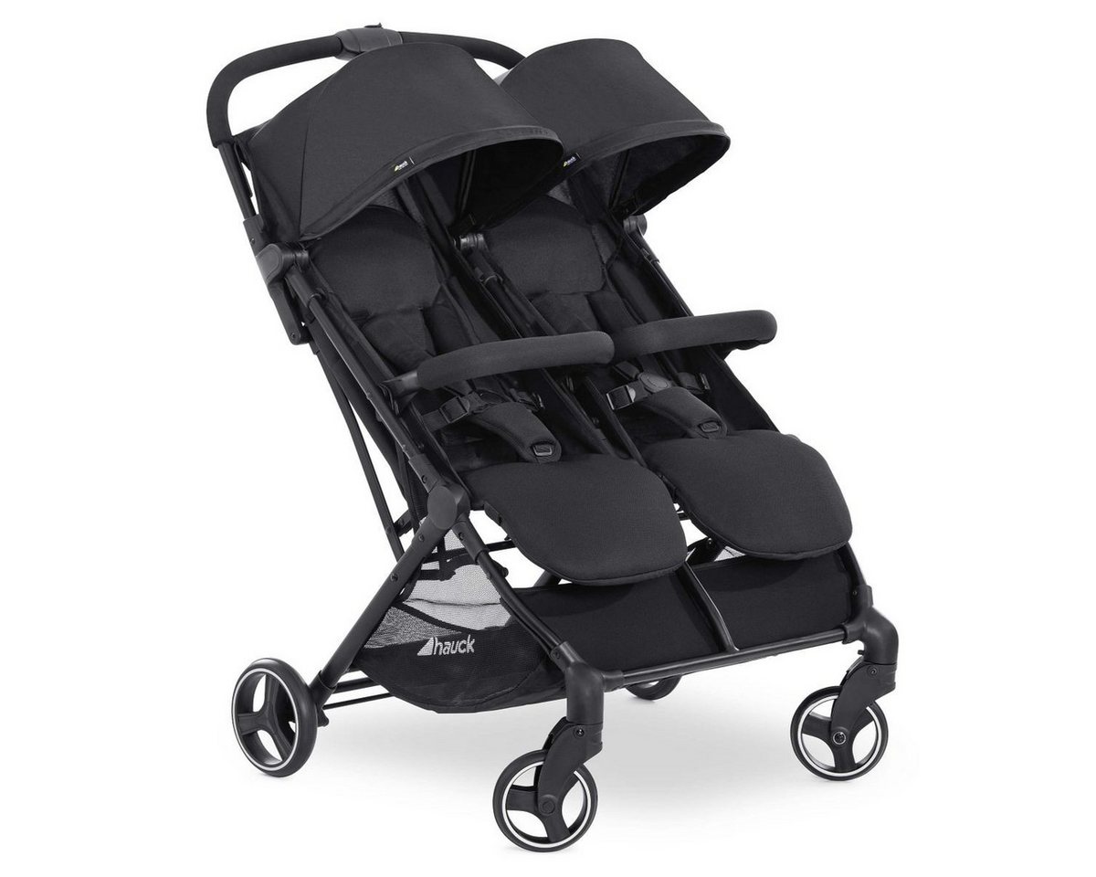 Hauck Zwillingsbuggy Swift X Duo - Black, Geschwister Buggy Zwillingsbuggy Einhändig Faltbar Kompakt faltbar von Hauck