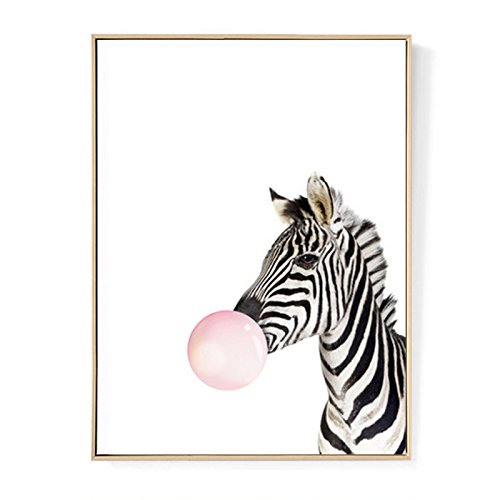 Haude Kawaii Animal Zebra Nordic Leinwandbild Kunstdruck Poster Wandbild Zimmerdekoration (ungerahmt) 30 cm x 40 cm von Haude