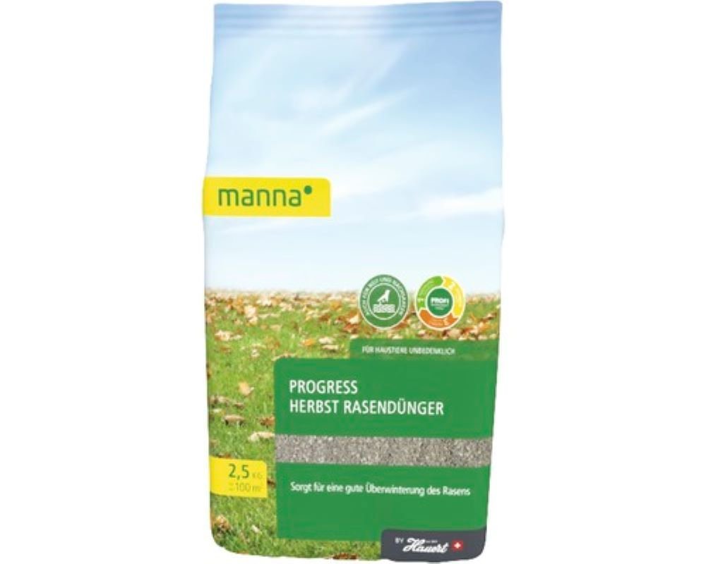 Hauert Rasendünger Manna Progress Herbst Rasendünger 2,5 kg für 100 qm von Hauert