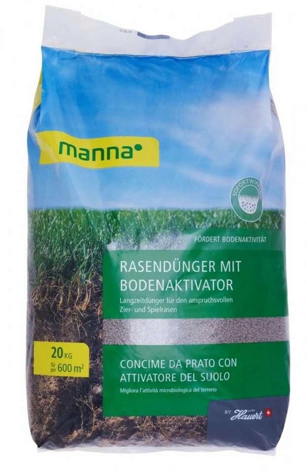 Hauert Rasendünger Manna Rasendünger mit Bodenaktivator 20 kg für 600 qm von Hauert