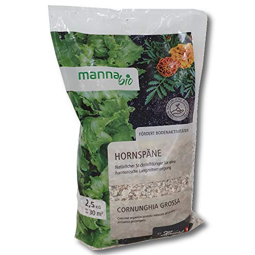 Manna Bio Hornspäne 2,5 kg Langzeit Universaldünger Gemüsedünger Blumendünger von Hauert