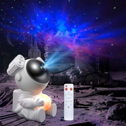 Astronaut Projektor Galaxy Nachtlicht, LED Sternenhimmel Projektor Lampe mit Nebula, Timer, Fernbedienung und 360° Rotation, Heimkino-Beleuchtung oder Schlafzimmer-Stimmungslicht für Kinder Erwachsene Astronaut Projektor Galaxy Nachtlicht, LED Sternenhimmel Projektor Lampe mit Nebula, Timer, Fernbedienung und 360° Rotation, Heimkino-Beleuchtung oder Schlafzimmer-Stimmungslicht für Kinder Erwachsene von Hauibela