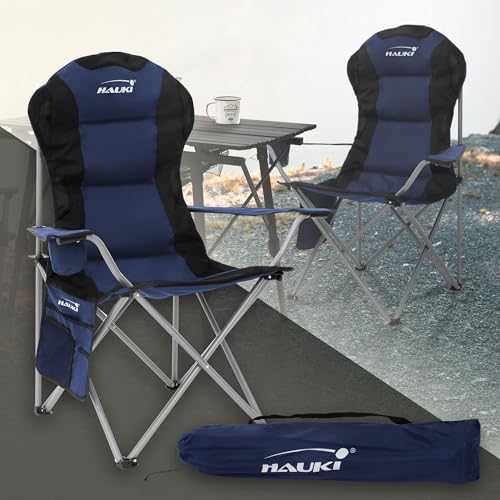 Hauki Campingstuhl faltbar, Blau, Anglerstuhl mit Getränkehalter & Tragetasche, Gartenstuhl klappbar, bis 150kg, Übergroßer Klappstuhl mit Hochlehner, Gepolster Faltstuhl leicht, Angelstuhl tragbar Hauki Campingstuhl faltbar, Blau, Anglerstuhl mit Getränkehalter & Tragetasche, Gartenstuhl klappbar, bis 150kg, Übergroßer Klappstuhl mit Hochlehner, Gepolster Faltstuhl leicht, Angelstuhl tragbar von Hauki