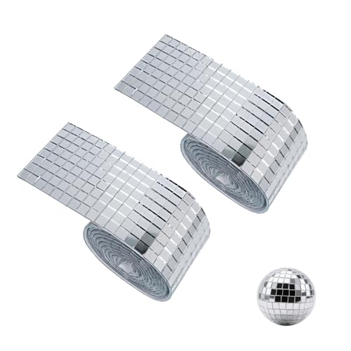 3200 Stück Selbstklebend Mosaikfliesen Mosaik Fliesen, ​​ Fliesenaufkleber ​​​​Fliesen Disco Kugel​​ Acryl​​ ​​Spiegel Mosaik​​ Quadratisch Silber für Wand Spiegel Möbel DIY (5 x 5 mm) von Hauojaus