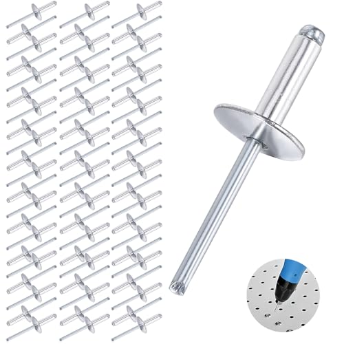 ​​60 Stück ​​Blindnieten​​ Aluminium ​​Popnieten 4,8x16x16mm (0.19x0.63x0.63 Inch) ​​​​Blindnieten Set​​ mit Stahlkern, ​​Blindnieten Set​​ Silber, für​​ Metallarbeiten Handwerk​​ Industrie Möbel von Hauojaus