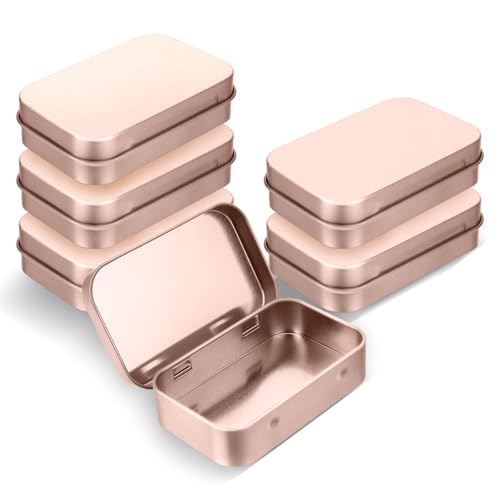 Hauojaus 6 Stück Blechdose mit Deckel Metalldosen mit Deckel Kleine Metallbox Metalldöschen 9,4 x 6 x 2,1 cm /3.7 x 2.36 x 0.83 Inch (Roségold) von Hauojaus