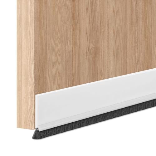 Türbesen Zugluftstopper für Türen, Bürstendichtung Selbstklebend​​, 100cm Tür Zugluftstopper Zuschneidbar Türdichtung Unten Türbodendichtung, für Innentüren und Garagentore (Weiß-30mm) von Hauojaus