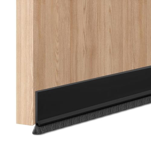 Türbesen Zugluftstopper für Türen, Bürstendichtung Selbstklebend​​, Türdichtung Unten Türbodendichtung, 100cm Tür Zugluftstopper Zuschneidbar für Innentüren und Garagentore (Schwarz-30mm) von Hauojaus
