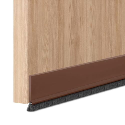 Zugluftstopper für Türen 100cm Türbesen, Bürstendichtung Selbstklebend​​, Türdichtung Unten Türbodendichtung, Tür Zugluftstopper Zuschneidbar für Innentüren und Garagentore (Braun-52mm) von Hauojaus