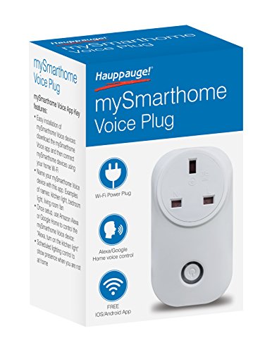 Hauppauge 01649 Wi-Fi mySmarthome Voice Plug UK, kein Hub erforderlich, unterstützt Amazon Alexa und Google Assistant, weiß von Hauppauge