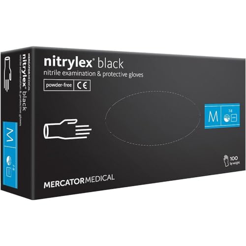 Haus-Held Nitrilhandschuhe Nitrylex - Schwarz - M - 100 Stück (50 paar) Puderfreie und Latexfrei Einweghandschuhe I Schutzhandschuhe I Strapazierfähige I Arbeitshandschuhe I Texturierte Fingerspitzen von Haus-Held