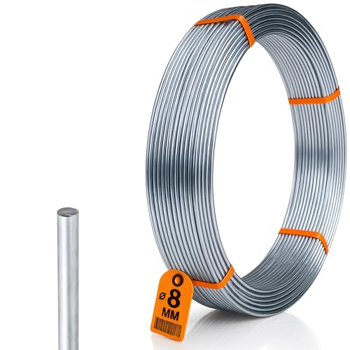 HausHeld® 2 Meter Runddraht Alu fi 8mm I Erdungsdraht I Blitzschutz AlMgSi - Meterware I Leicht und Flexibel von Haus-Held