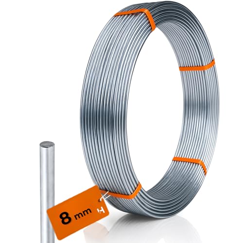 HausHeld® 45 Meter Runddraht Alu fi 8mm I Erdungsdraht I Blitzschutz AlMgSi - Meterware I Leicht und Flexibel von Haus-Held