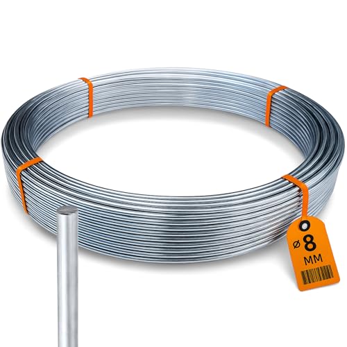 HausHeld® 55 Meter Rund Aluminiumdraht Durchmesser 8 mm I Erdungsleitung I Blitzschutz PV I Solarleitung - Ware wird meterweise verkauft I Masthalterung von Haus-Held