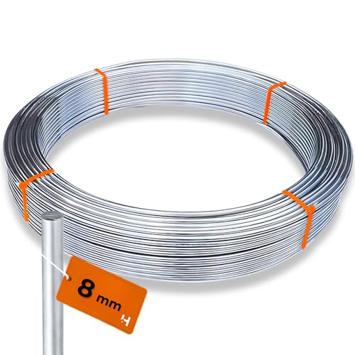 HausHeld® 9 Meter Rund Aluminiumdraht Durchmesser 8 mm I Erdungsleitung I Blitzschutz PV I Solarleitung - Ware wird meterweise verkauft I Masthalterung von Haus-Held