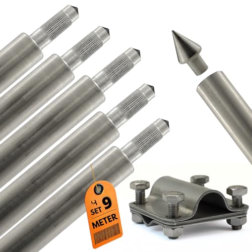 HausHeld® Edelstahl Tiefenerder V4A - 9 meter - Erdungsspieß | Staberder für PV-Anlage, Blitzschutz, Elektroinstallation | Korrosionsbeständig & langlebig | Erdungsstab für sichere Erdung von Haus-Held