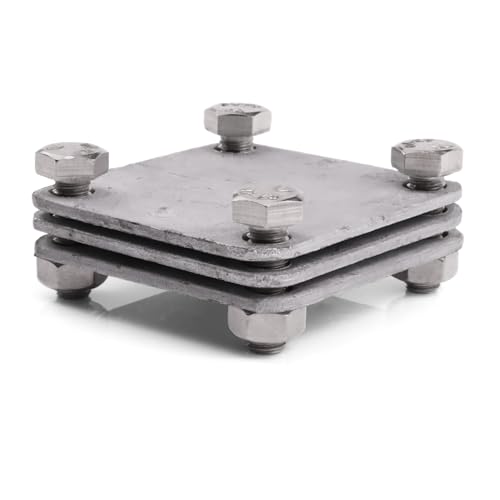 HausHeld® Kreuzverbinder feuerverzinkter Stahl 65x65 mm – 4x M8x25 Schrauben – für Banderder & Erdungsband bis 30 mm | Erdungsverbinder, Blitzschutz, Potentialausgleichsschiene DIN EN 62561/62305 von Haus-Held