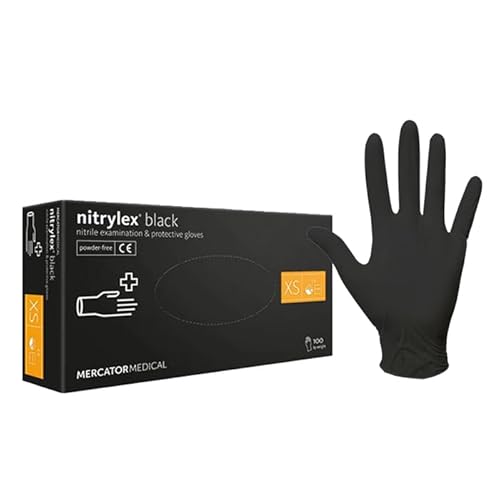 Nitrilhandschuhe Nitrylex - Schwarz - XS - 100 Stück (50 paar) Puderfreie und Latexfrei Einweghandschuhe I Schutzhandschuhe I Strapazierfähige I Arbeitshandschuhe I Texturierte Fingerspitzen von Haus-Held