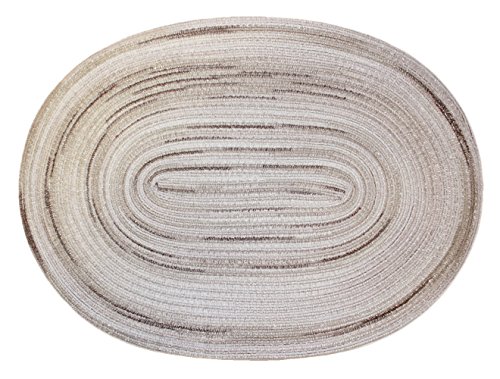 Haus und Deko Bast Platzset oval ca. 35x50 cm Kunststoff Tischset Untersetzer waschbar Sandbeige - Taupe meliert von Haus und Deko