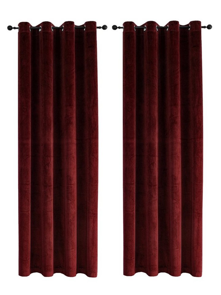Haus und Deko Gardine Samt Vorhäng 2er Set Ösen 140x175 cm Verdunkelungsvorhang samtweich (2 St), Ösen, Polyester von Haus und Deko