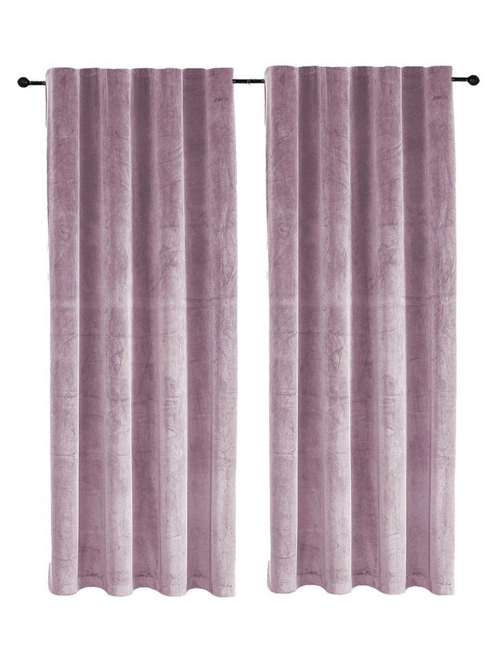 Haus und Deko Gardine Samt Vorhänge 2er Set Kräuselband Verdunkelung 140x145 cm Samt weich (2 St), Kräuselband, Polyester von Haus und Deko