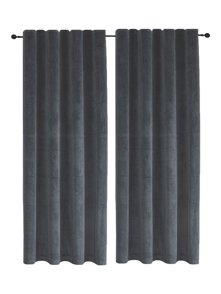 Haus und Deko Gardine Samt Vorhänge 2er Set Kräuselband Verdunkelung 140x145 cm Samt weich, Kräuselband (2 St), Polyester von Haus und Deko