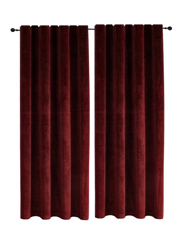 Haus und Deko Gardine Samt Vorhänge 2er Set Kräuselband Verdunkelung 140x145 cm Samt weich (2 St), Kräuselband, Polyester von Haus und Deko
