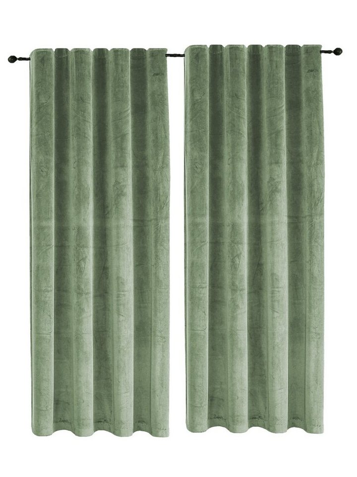 Haus und Deko Gardine Samt Vorhang 2er Set Kräuselband 140x175 cm Verdunkelungsvorhang Samt (2 St), Kräuselband, Polyester von Haus und Deko