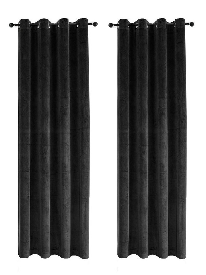Haus und Deko Gardine Samt Vorhang 2er Set Ösen 140x145 cm Verdunkelung Samt weich blickdic, Ösen (2 St), Polyester von Haus und Deko