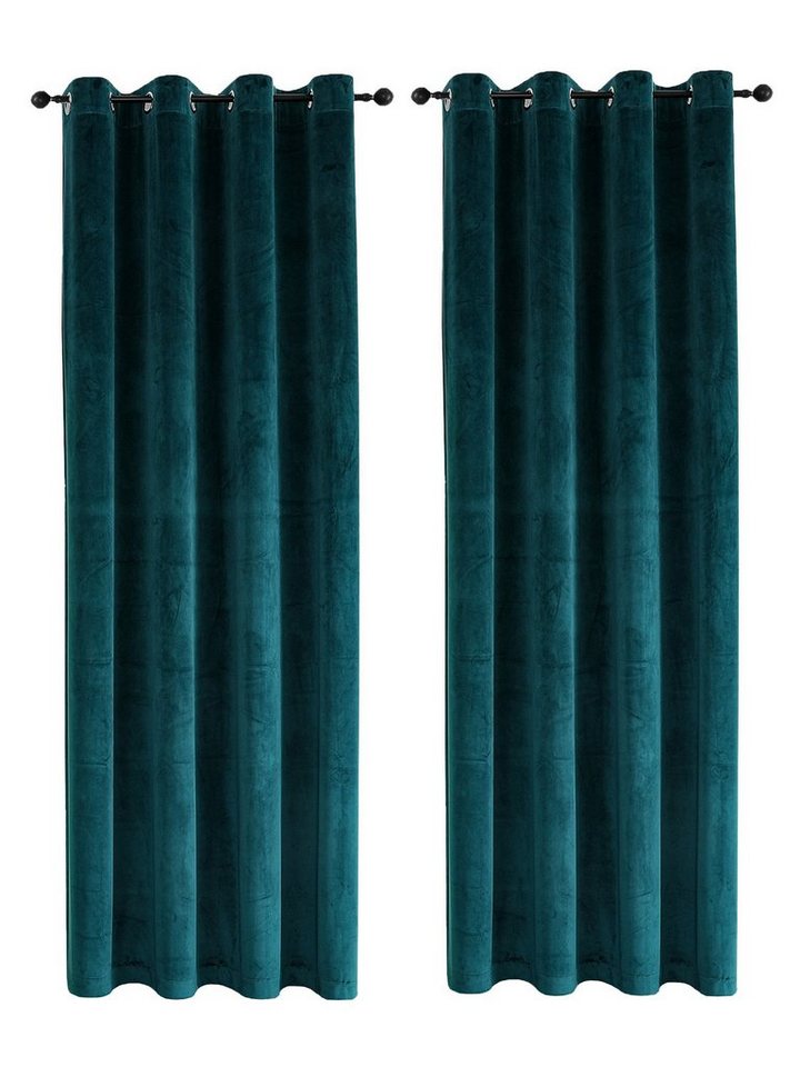 Haus und Deko Gardine Samt Vorhang 2er Set Ösen 140x145 cm Verdunkelung Samt weich blickdic, Ösen (2 St), Polyester von Haus und Deko