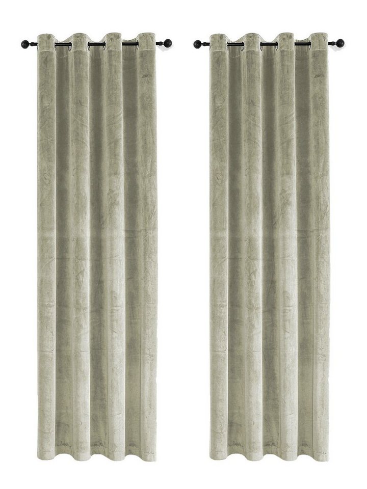 Haus und Deko Gardine Samt Vorhang 2er Set Ösen 140x145 cm Verdunkelung Samt weich blickdic (2 St), Ösen, Polyester von Haus und Deko