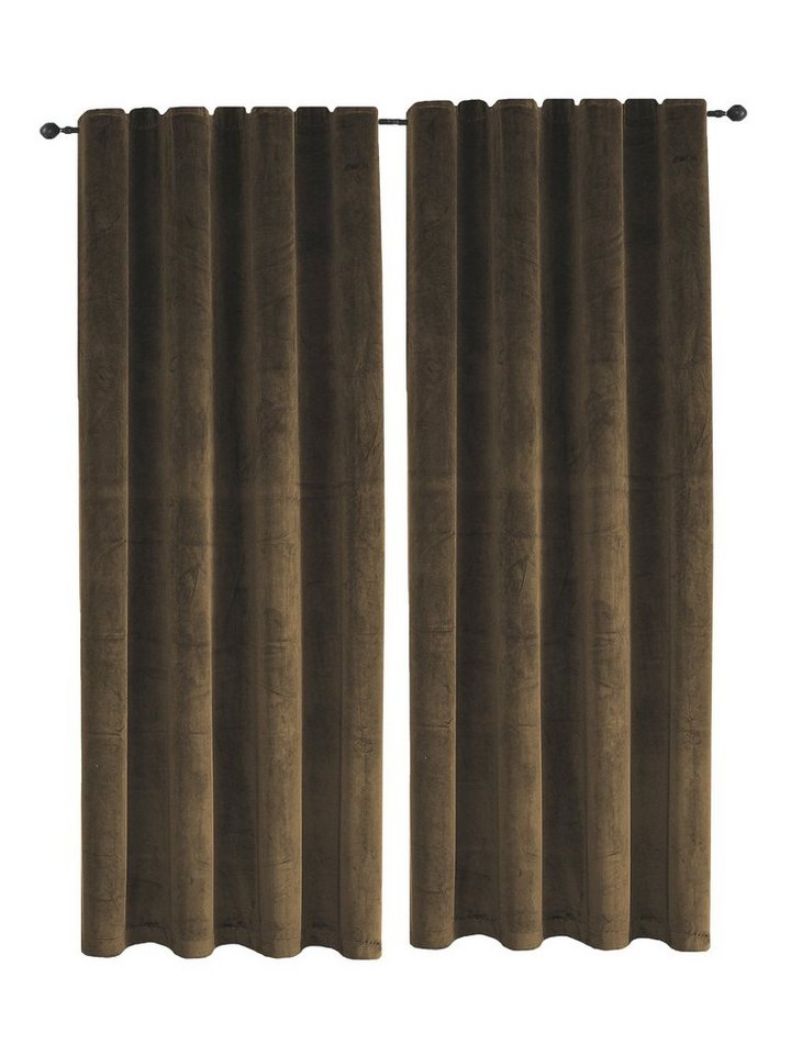 Haus und Deko Gardine Vorhang 2er Set Kräuselband Verdunkelung 140x245 cm Samt blickdicht, Kräuselband (2 St), Polyester von Haus und Deko