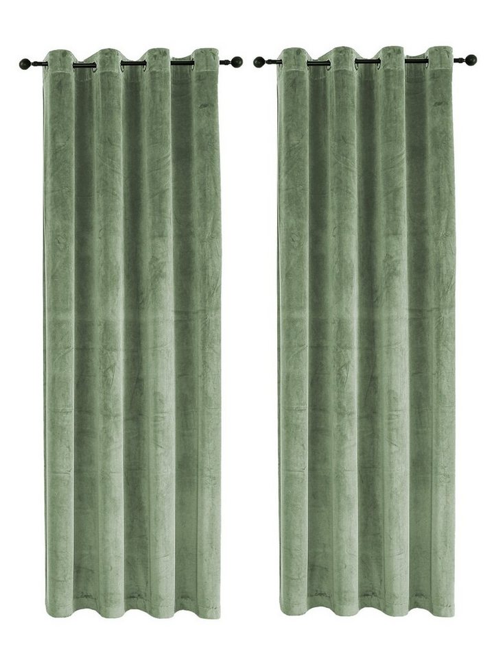 Haus und Deko Gardine Vorhang 2er Set Ösen Verdunkelung 140x245 cm Samt weich blickdicht, Ösen (2 St), Polyester von Haus und Deko