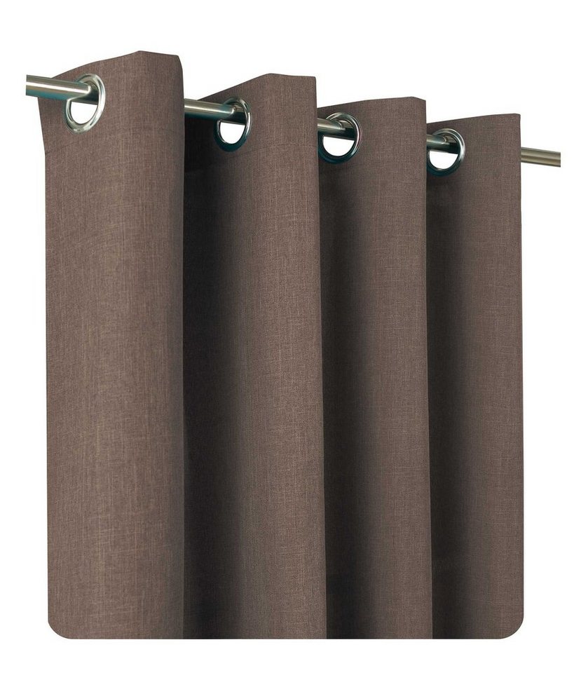 Gardine Vorhang Leinenoptik 140x245 cm Ösen 2er Set blickdicht Struktur uni, Haus und Deko, Ösen (2 St), blickdicht, Polyester von Haus und Deko