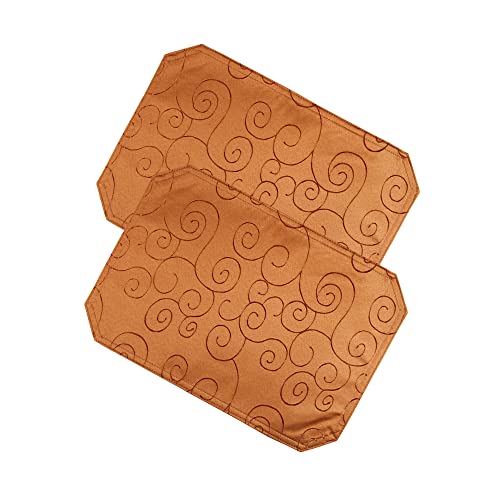 Haus und Deko 2er Platzset 35 x 50 cm Terracotta Tischset Struktur Damast Circle, bügelfrei fleckenabweisend Platzdeckchen, abwaschbar abwischbar Untersetzer Tischsets von Haus und Deko