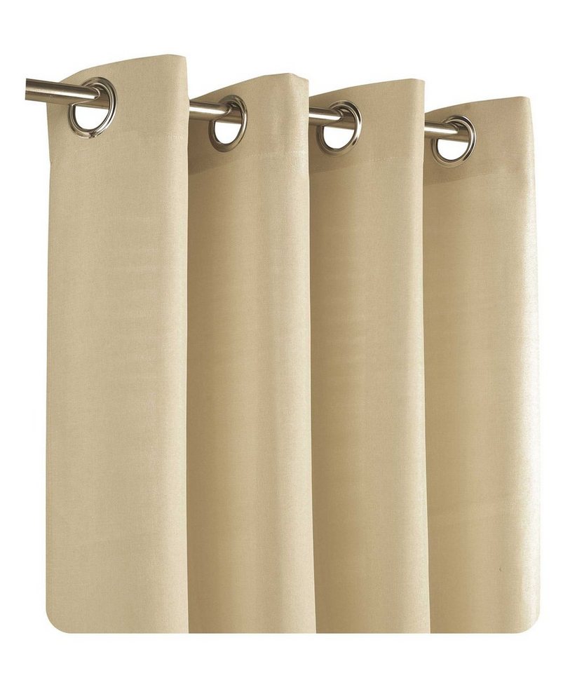 Haus und Deko Gardine Vorhang Leinenoptik 140x245 cm Ösen 2er Set blickdicht Struktur uni, Ösen (2 St), blickdicht, Polyester von Haus und Deko
