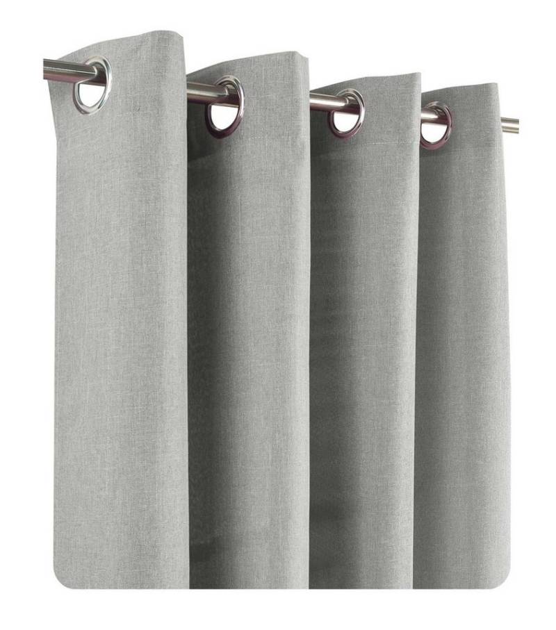 Haus und Deko Gardine Vorhang Leinenoptik 140x245 cm Ösen 2er Set blickdicht Struktur uni, Ösen (2 St), blickdicht, Polyester von Haus und Deko