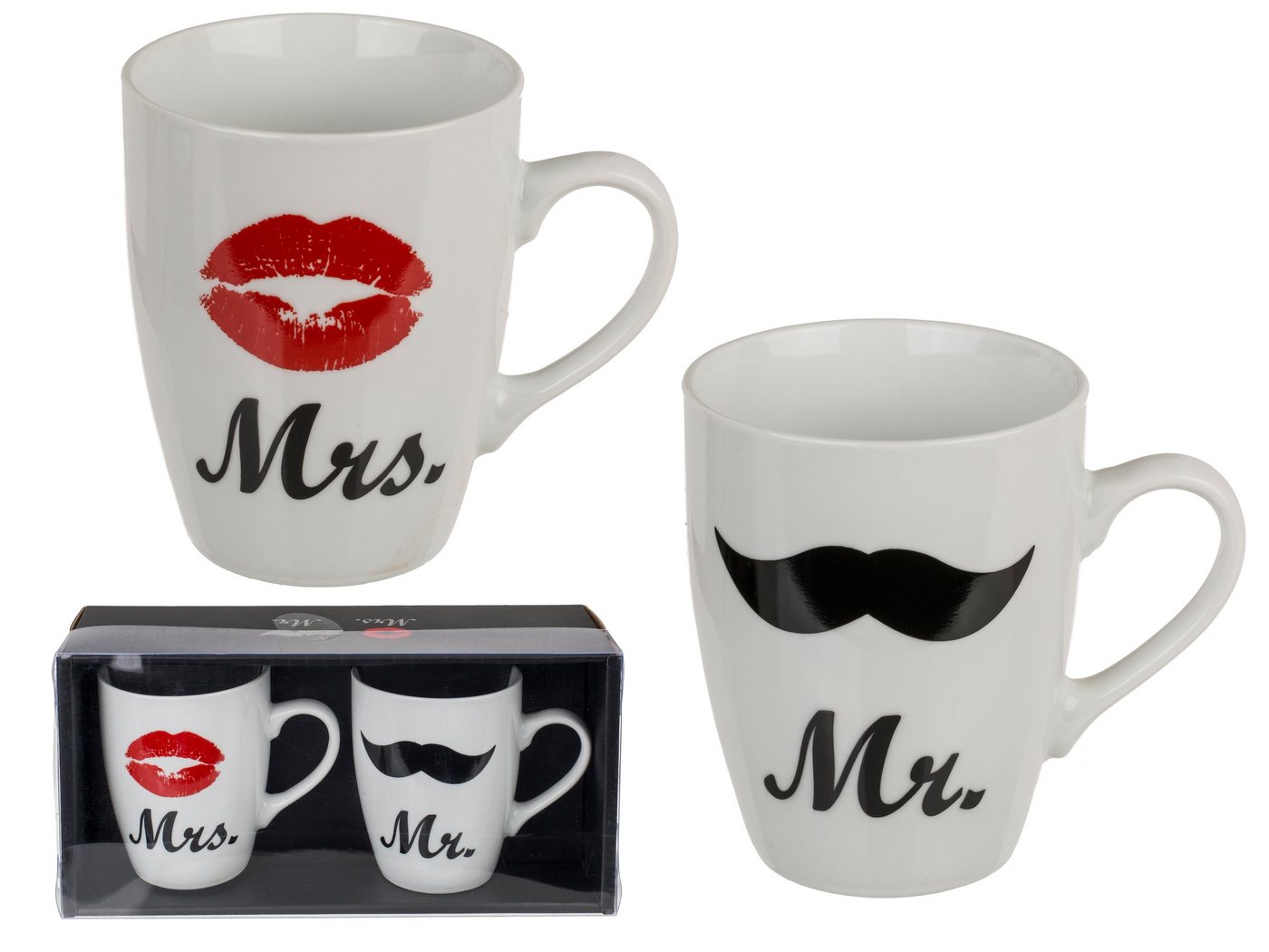 Haus und Deko Geschirr-Set 2er Set Kaffeetasse Mr. und Mrs. Tassen Kaffeebecher Geschenk Keramik (2-tlg), Keramik von Haus und Deko