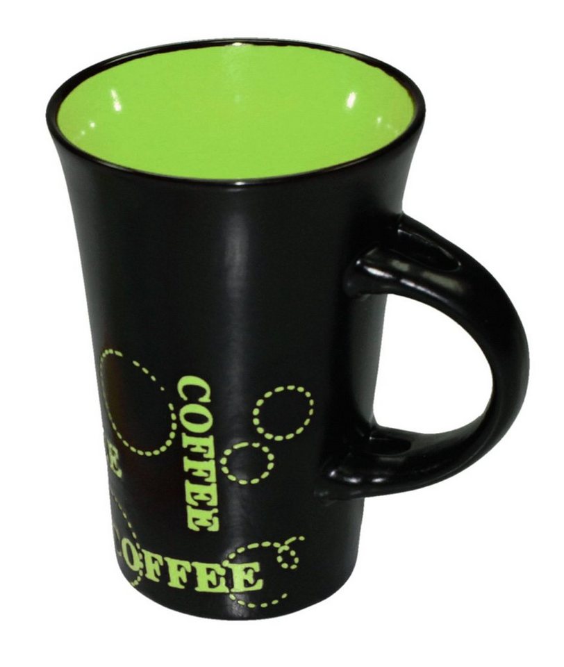 Haus und Deko Geschirr-Set Keramik Kaffeebecher Kaffeetasse schwarz bunt XL Tasse Becher passend (1-tlg), Keramik von Haus und Deko