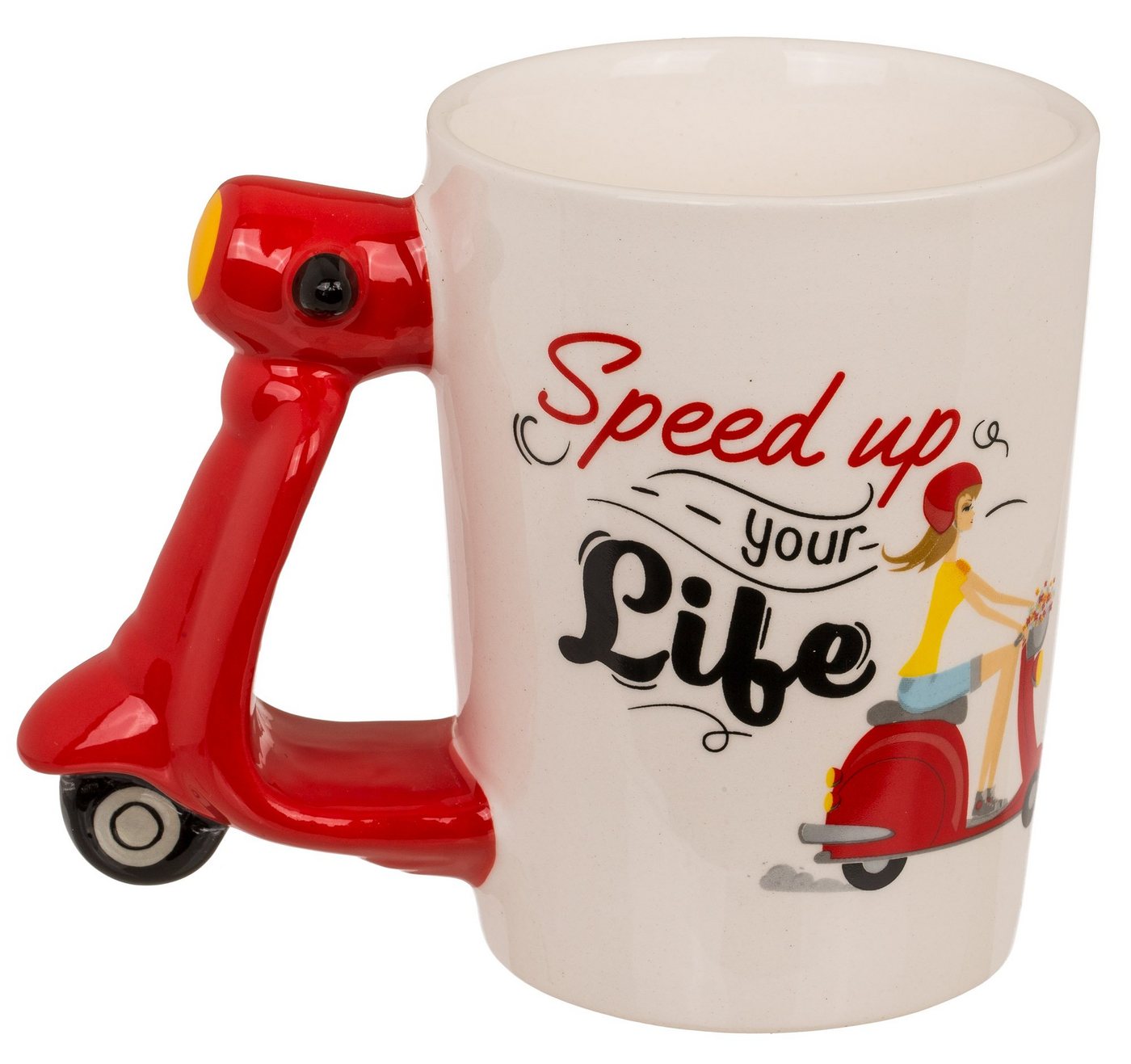 Haus und Deko Geschirr-Set Tasse Becher High Heels oder Scooter Kaaffetasse Steingut Mug (1-tlg), Keramik von Haus und Deko