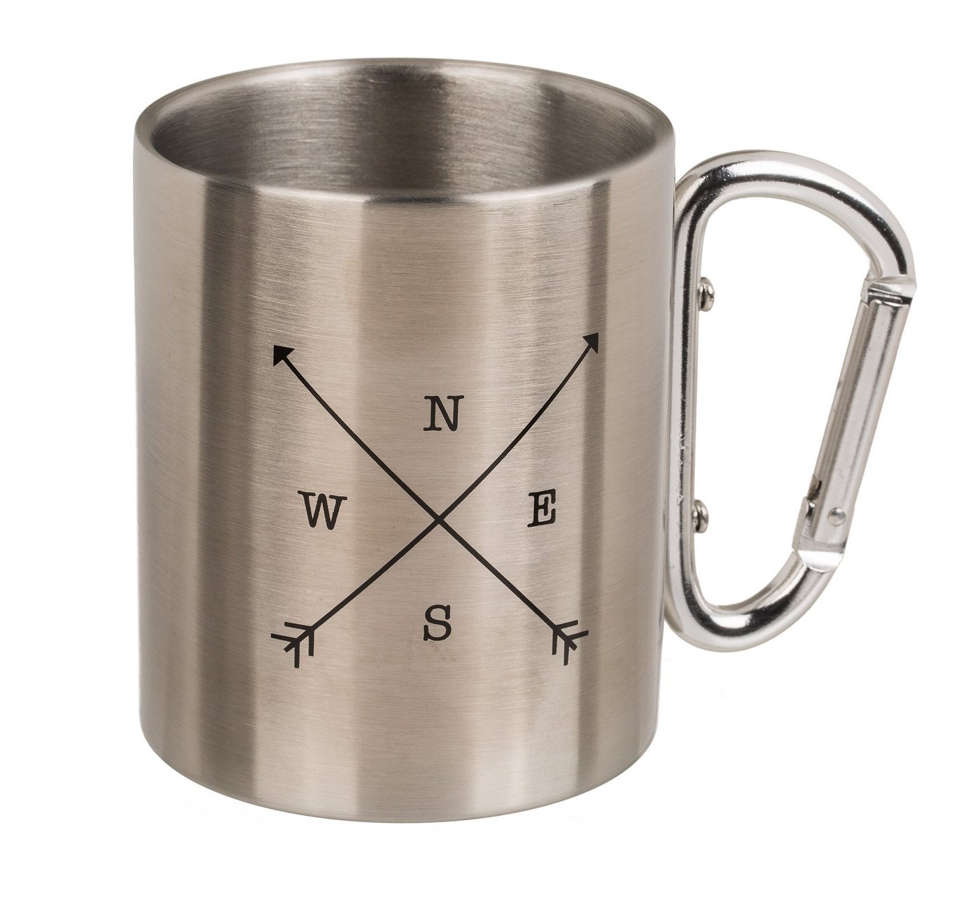 Haus und Deko Geschirr-Set Tasse Edelstahl Karabiner Campingtasse Becher Kaffeetasse Edelstahltas (1-tlg), Edelstahl von Haus und Deko