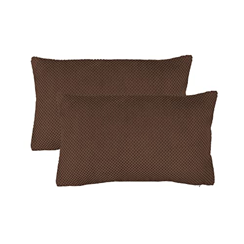 Haus und Deko Kissenbezug 2er Set Life Bi Colour 40 x 60 cm Braun Weich Dekorativ Kissenbezüge für Sofa Wohnzimmer Schlafzimmer Dekokissen mit verstecktem Reißverschluss Couchkissen Waben Optik von Haus und Deko