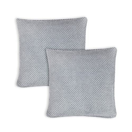 Haus und Deko Kissenbezug 2er Set Life Bi Colour 50 x 50 cm Grau Weich Dekorativ Kissenbezüge für Sofa Wohnzimmer Schlafzimmer Dekokissen mit verstecktem Reißverschluss Couchkissen Waben Optik von Haus und Deko