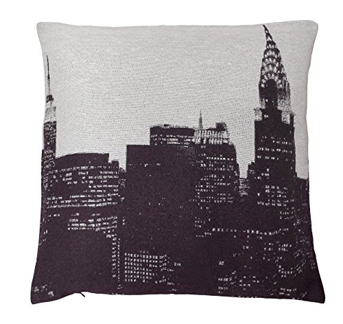 Haus und Deko Kissenbezug 40 x 40 cm New York Aubergine, Kissenhülle Städte Motiv, gewebte Kissenbezüge, Wohnzimmer, Schlafzimmer, dekorative Sofakissen, Zierkissen, Dekokissen von Haus und Deko